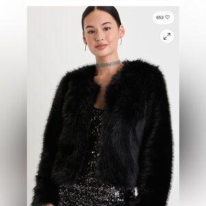 Lulus Fur Black Jacket- Sz M NWOT
